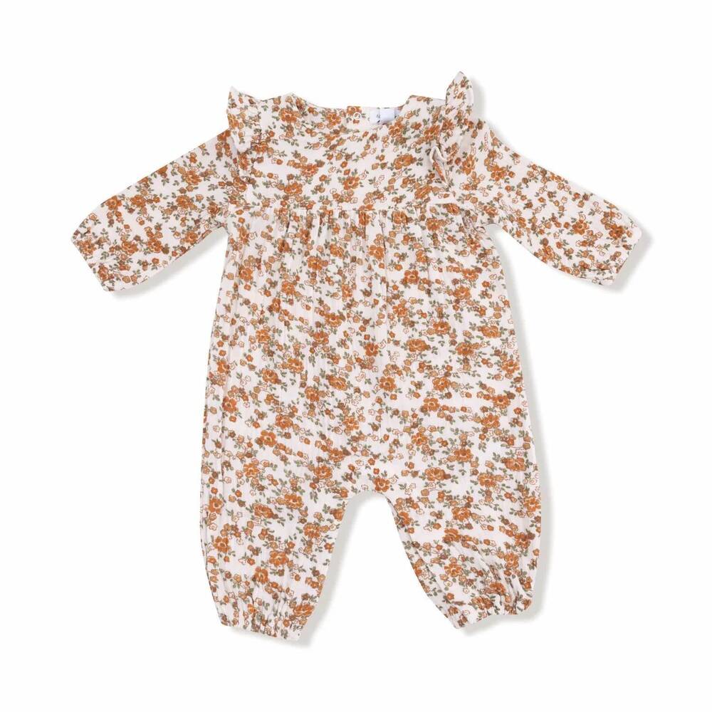NEW ANGEL DEAR kid's ruffle sleeve romper in prairie calico